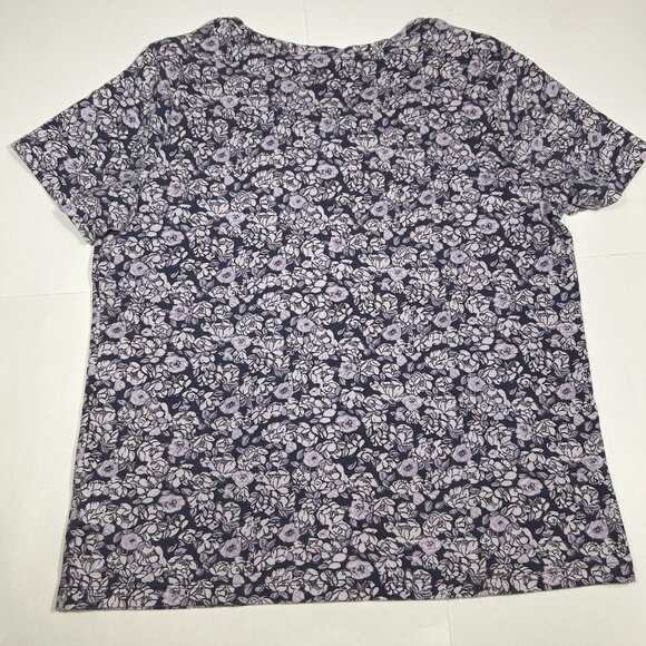 White Stag Women Short Sleeve T-shirt Top Scoop Neck Purple Floral Cotton Sz XL - Picture 5 of 7